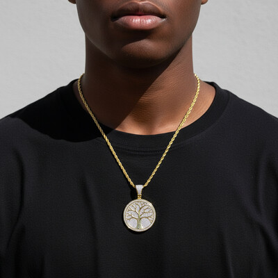 Two-tone Tree of Life Medallion Pendant