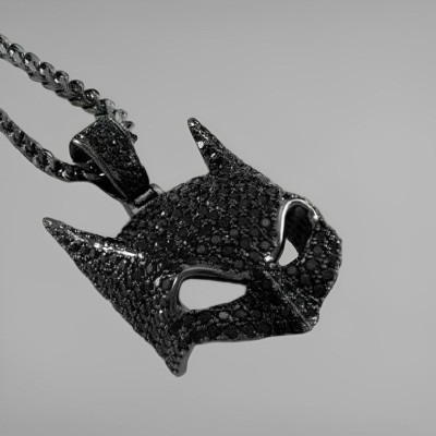 Paved Black Bat Mask Pendant