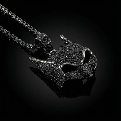 Paved Black Bat Mask Pendant