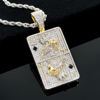 Crown King Gold Poker Play Card Pendant