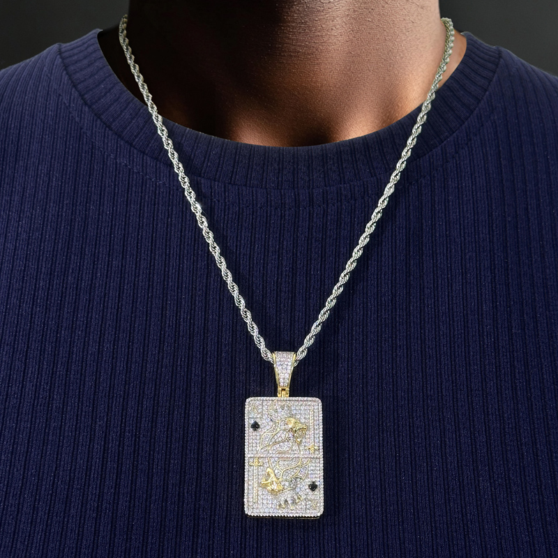 Crown King Gold Poker Play Card Pendant