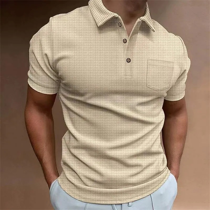 Men's Waffle Short Sleeve Polo Shirt