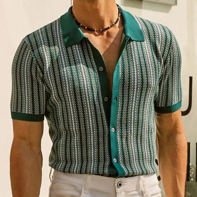Striped Jacquard Business Polo Shirt
