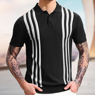 Black Stripe Business Casual POLO Shirt