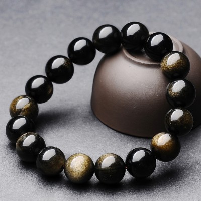 12mm Obsidian Stone Amulet Bracelet
