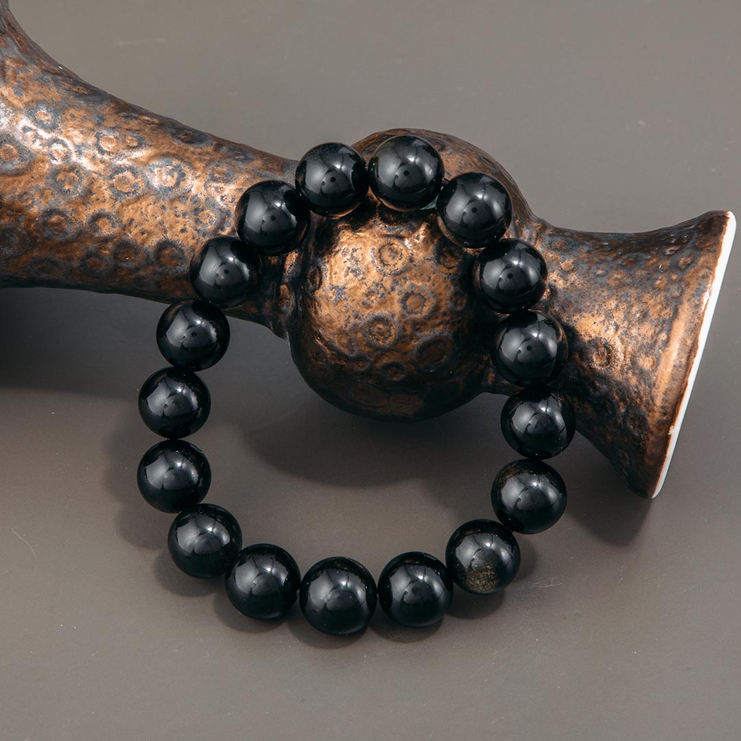 12mm Obsidian Stone Amulet Bracelet