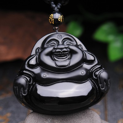 Obsidian Maitreya Buddha Pendant