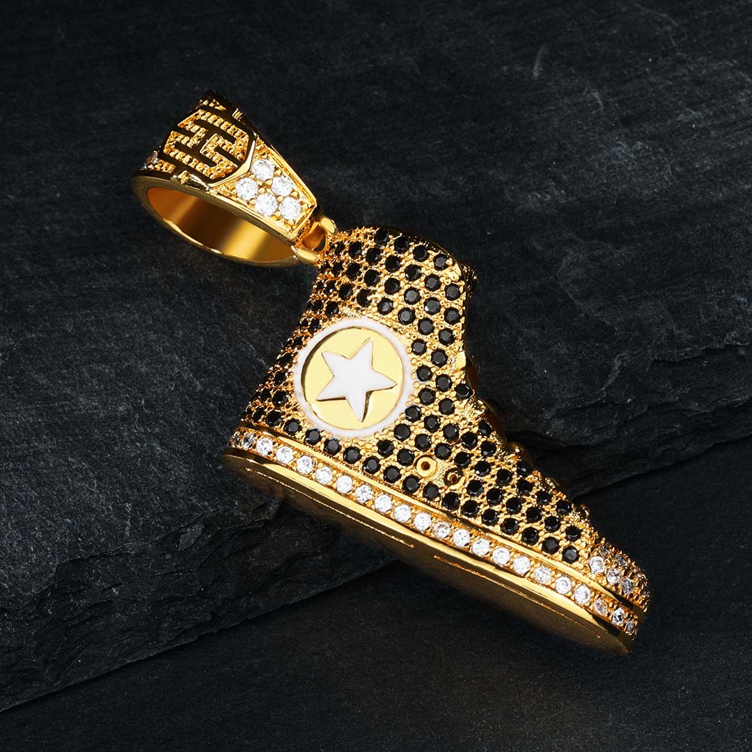Iced Fashion Shoes Pendant in Gold