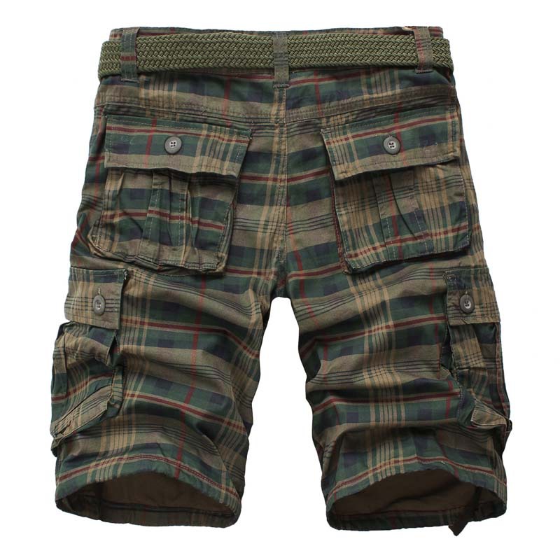 Men's Workwear Five-point Multi-pocket Plaid Shorts