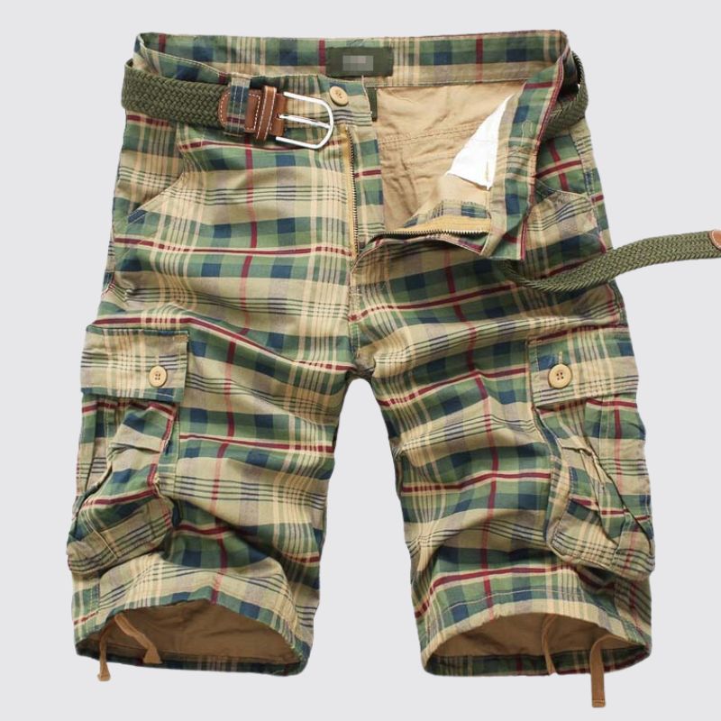 Men's Workwear Five-point Multi-pocket Plaid Shorts