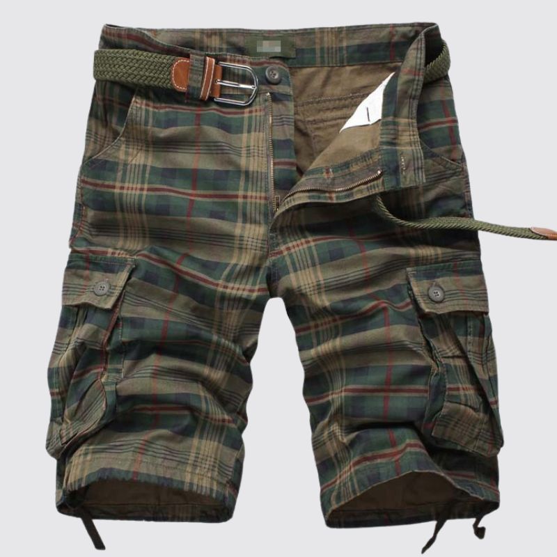 Men's Workwear Five-point Multi-pocket Plaid Shorts