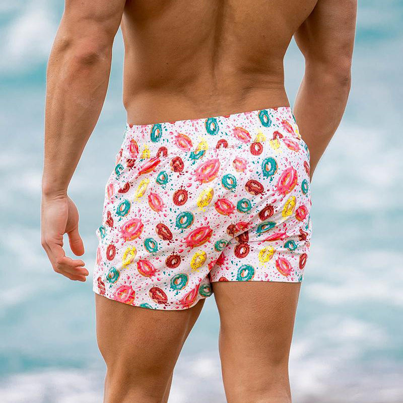 Beach Beach Donut Print Swimming Trunks