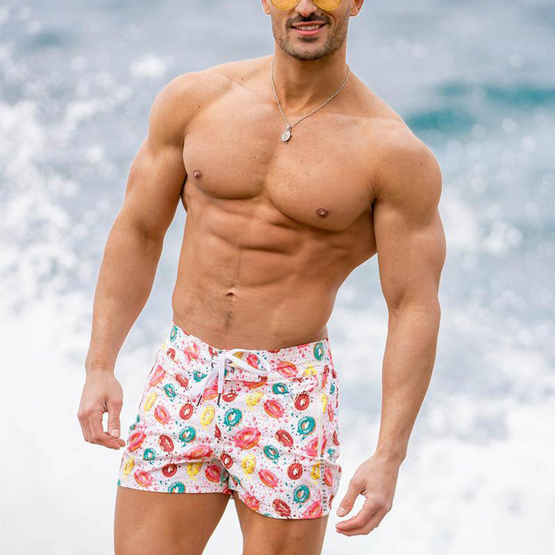 Beach Beach Donut Print Swimming Trunks