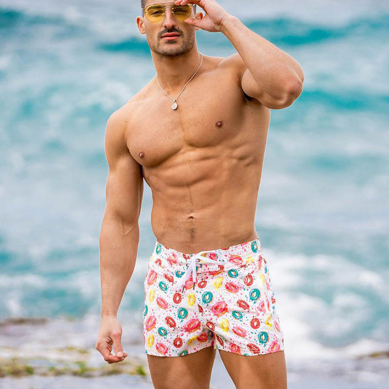 Beach Beach Donut Print Swimming Trunks