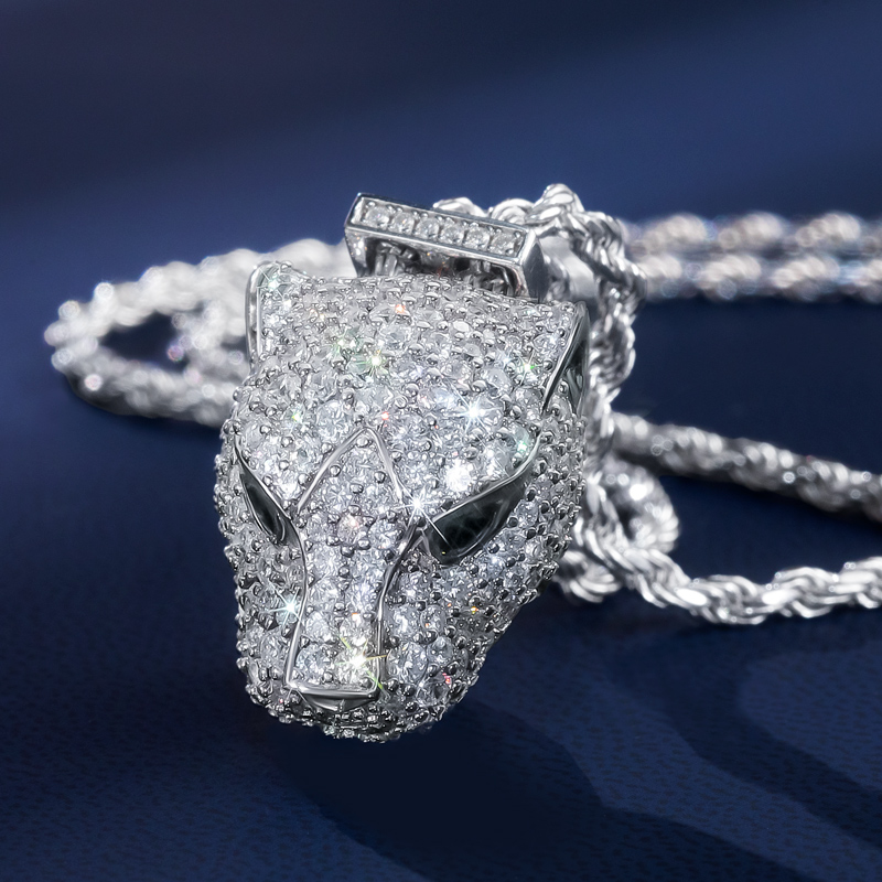 Moissanite Panther Necklace in S925 Sterling Silver