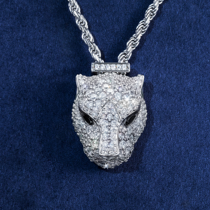 Moissanite Panther Necklace in S925 Sterling Silver