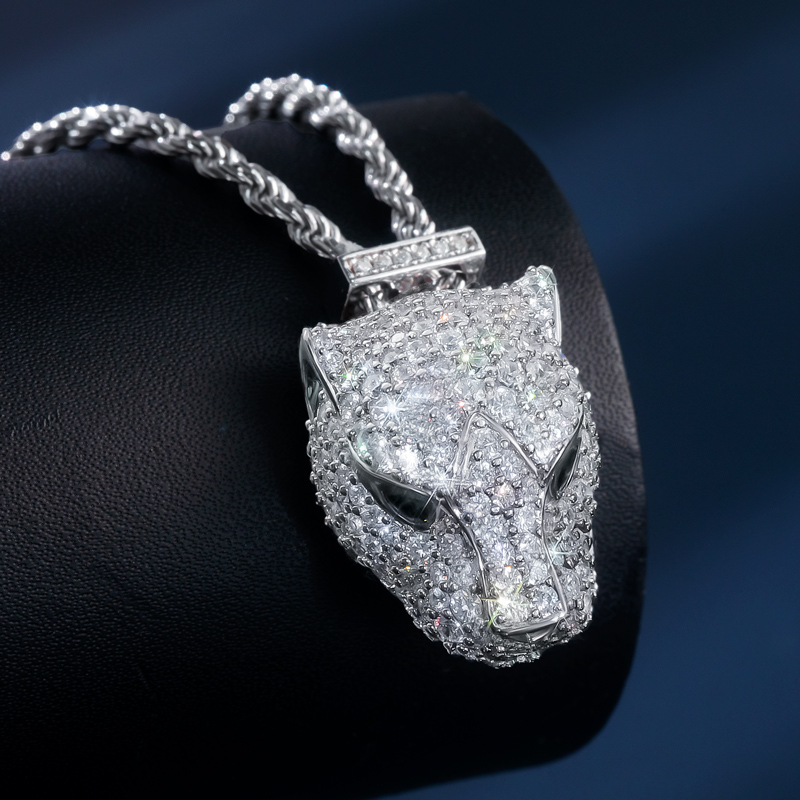 Moissanite Panther Necklace in S925 Sterling Silver