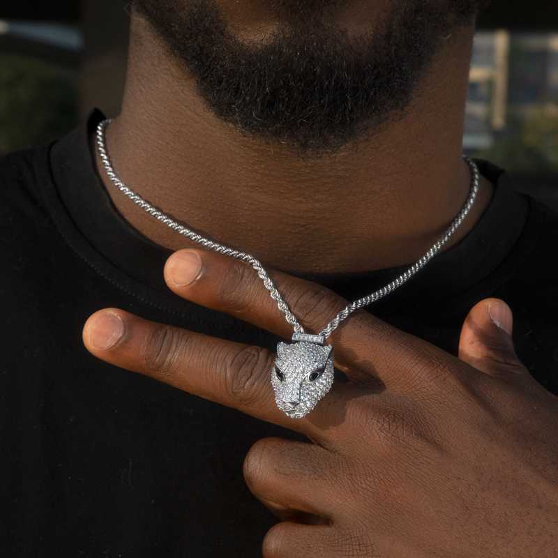 Moissanite Panther Necklace in S925 Sterling Silver