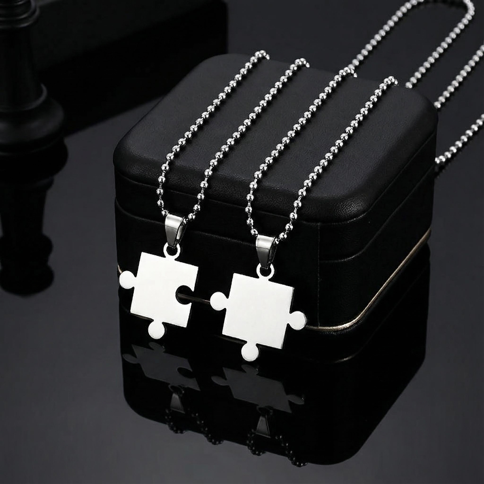 Puzzle Titanium Steel Pendant - 2 Pieces