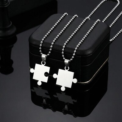 Puzzle Titanium Steel Pendant - 2 Pieces