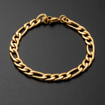 5mm Figaro Bracelet in Gold