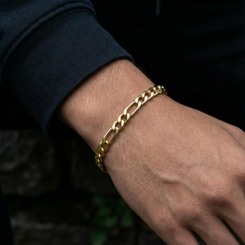 5mm Figaro Bracelet in Gold
