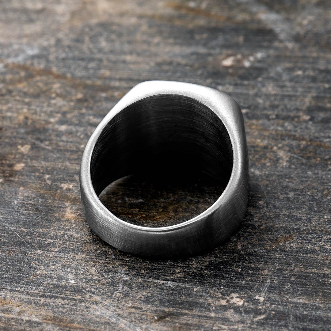Onyx Silvery Classical Men's Stainless Steel Ring