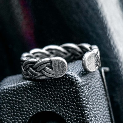 Vintage Braided Open Rope Stainless Steel  Ring