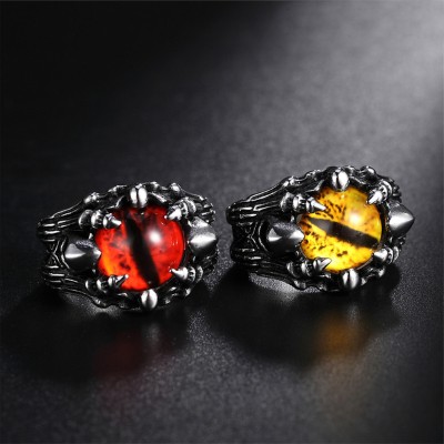 Red Eye of Dragon Stainless Steel Ring