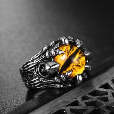 Yellow Eye of Dragon Stainless Steel Ring