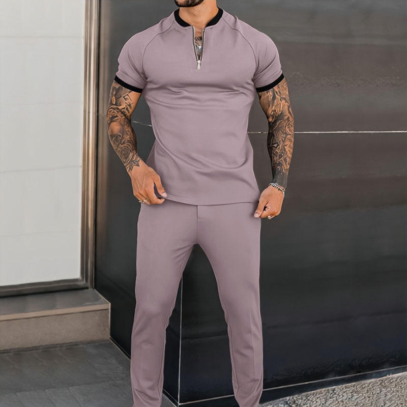 Fashion Trendy Solid Color Sports Suit