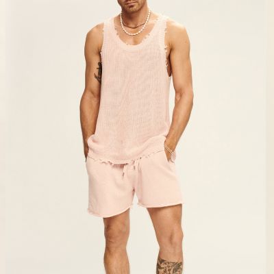 Sports Fashion Knitted Sleeveless Tank Top Shorts Two-Piece Set