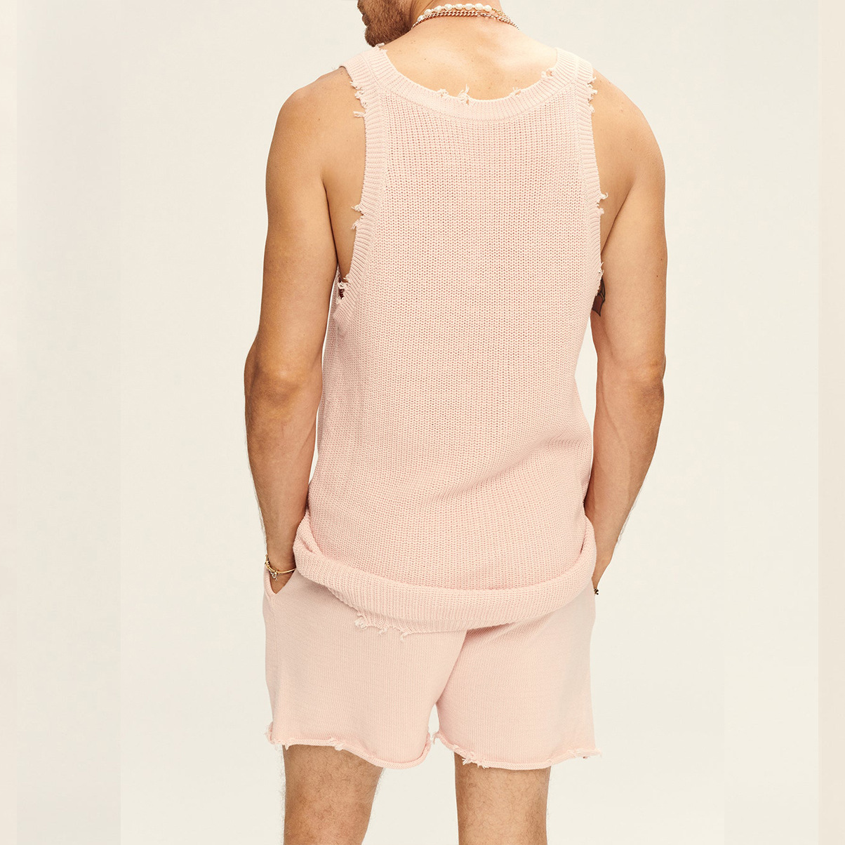 Sports Fashion Knitted Sleeveless Tank Top Shorts Two-Piece Set