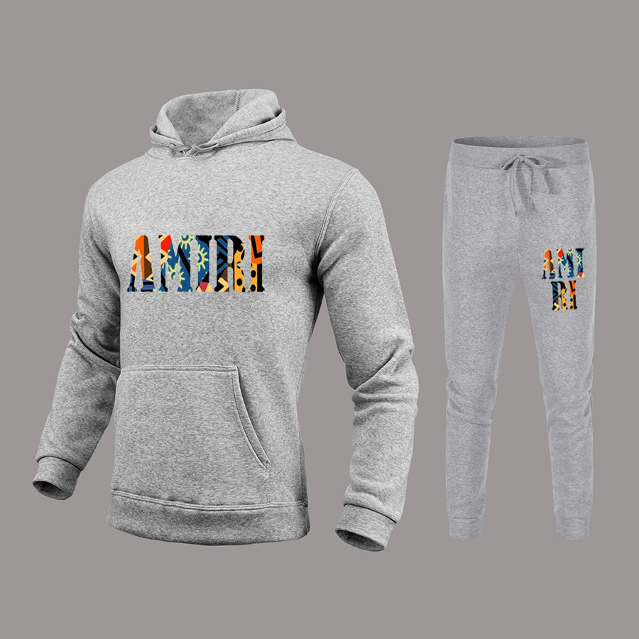 Colorful Letter Print Hoodie Set