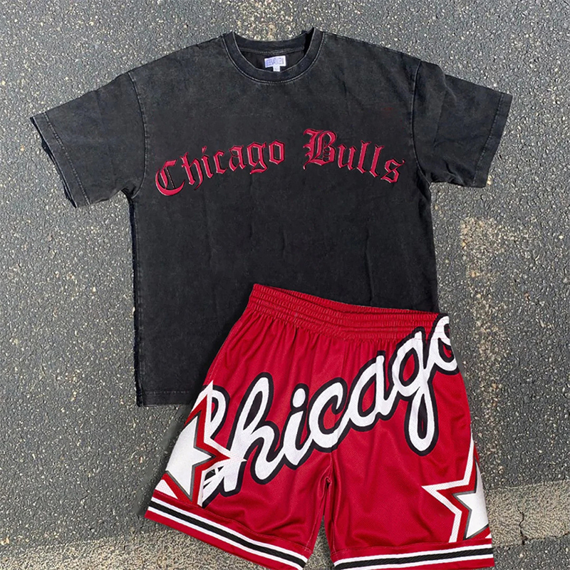Printed Short Sleeved T-shirt + Chicago Shorts Set