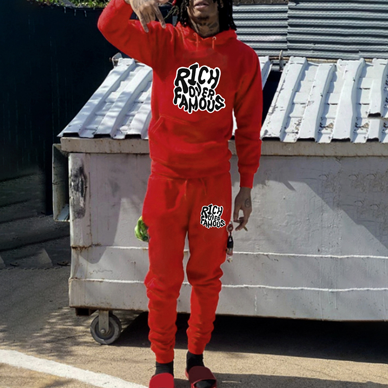 Rich Over Famous Printed Hoodies+Sweatpants Suit
