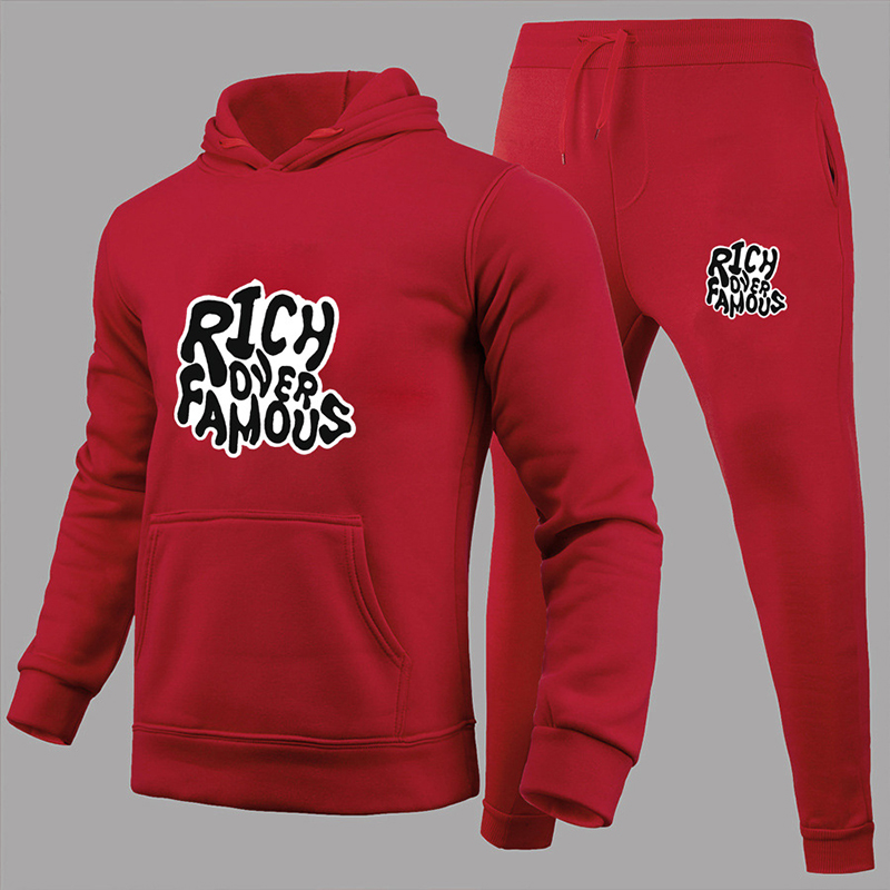 Rich Over Famous Printed Hoodies+Sweatpants Suit
