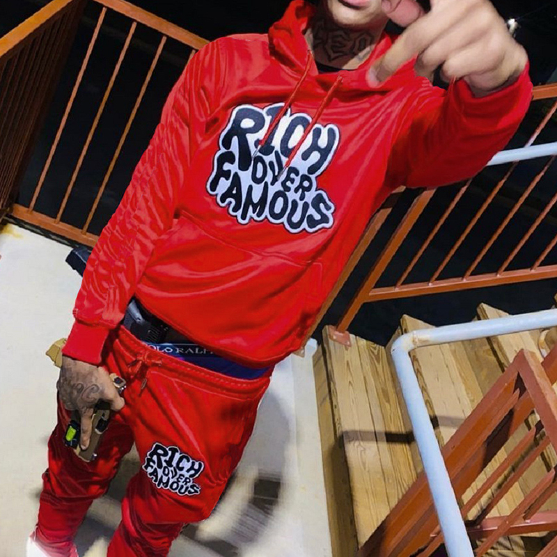 Rich Over Famous Printed Hoodies+Sweatpants Suit