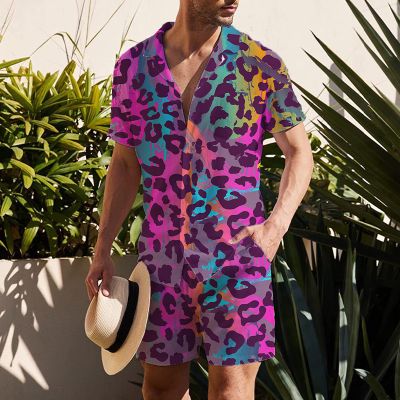 Leopard Print Beach Shirt Set
