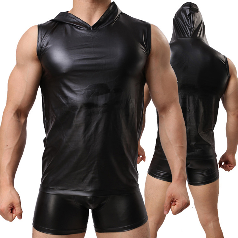 Men's Faux Leather Vest Set