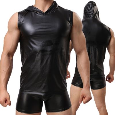 Men's Faux Leather Vest Set