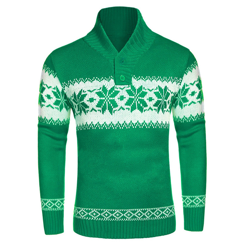 Christmas Jacquard Color Block Knitted Sweater