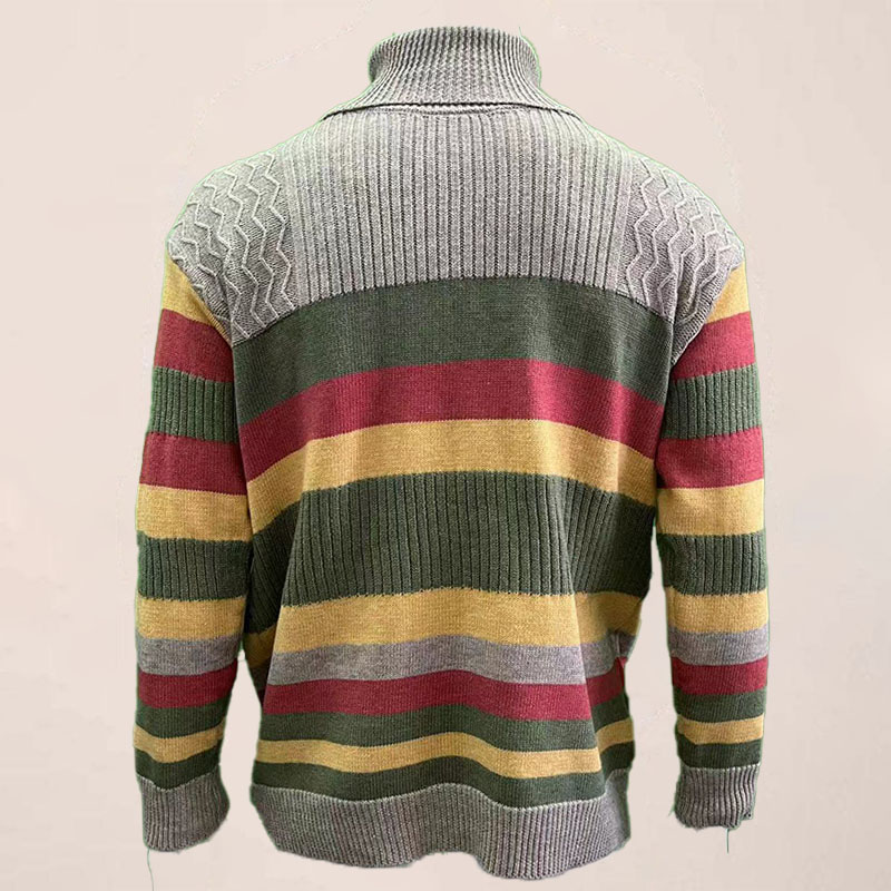 Colorblock Knitted Turtleneck Sweater