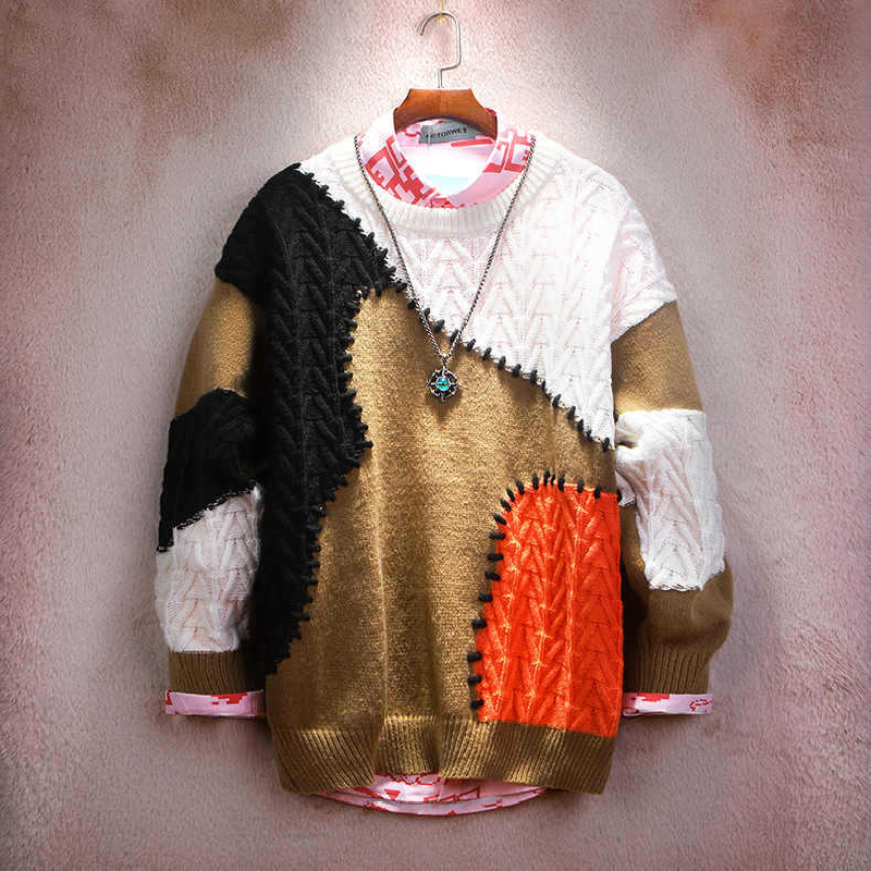 Color Block Twist Crew Neck Sweater