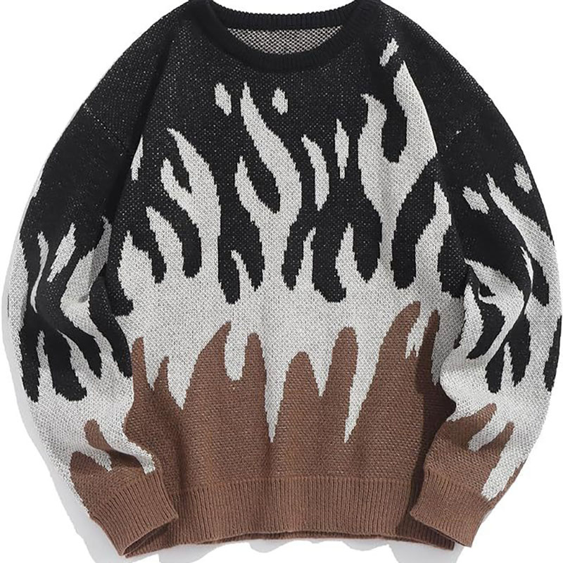 Street Casual Contrast Color Knitted Sweater