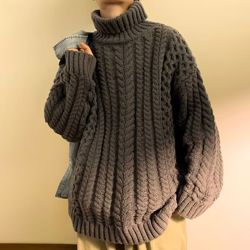 Retro Solid Color Round Neck Twist Sweater