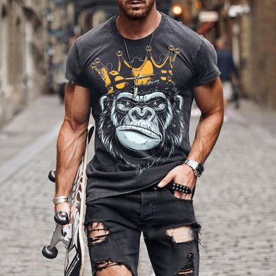 Men's Fashion Crown Orangutan Print T-Shirt