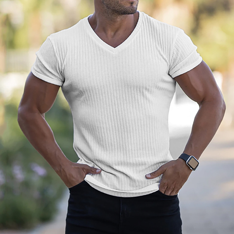 Fitness Slim Sport V-Neck Short Sleeve T-Shirt