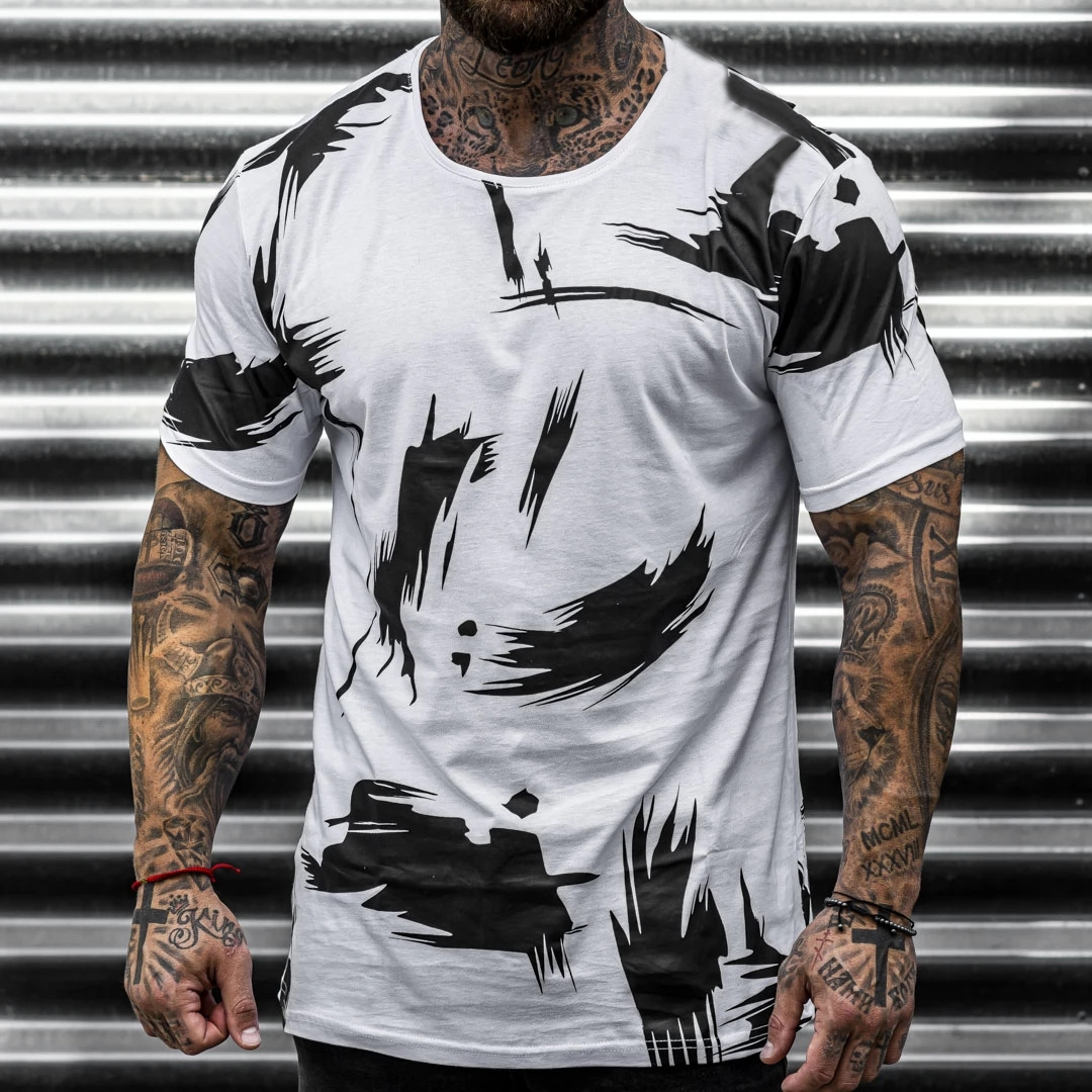 Graffiti Geometric Print Men's Short Sleeve Shirt
