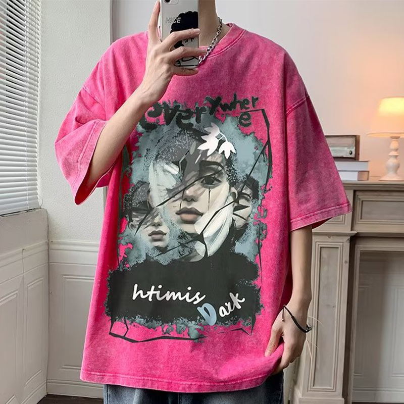 Vintage Distressed Print Washed T-Shirt